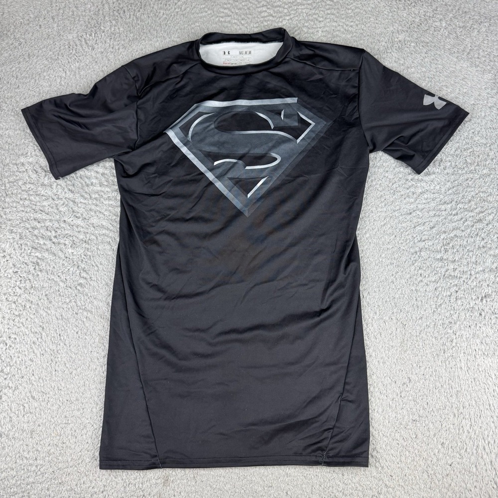Under Armour Shirt Mens M Black Superman Compression Superhero Alter Ego USA